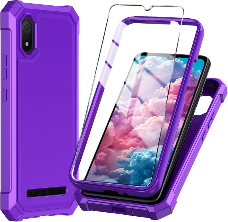 Mocotto for Cloud Mobile Stratus C8 Phone Case with Tempered Glass Screen Protector,Slim Soft Silicone Full-Body Protective Cover (Cloud Mobile Stratus C8,Purple) - Image 1